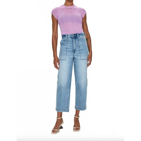 pistola Denim - Pistola Turner High Rise Utility Barrel Jean Light Wash Provence Wide Leg 29